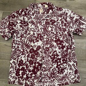 Levi’s‎ Relaxed Fit Hawaiian Shirt Floral Burgundy Size L